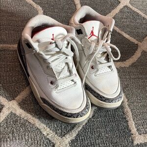 White and Red Sneakers with Black Accents